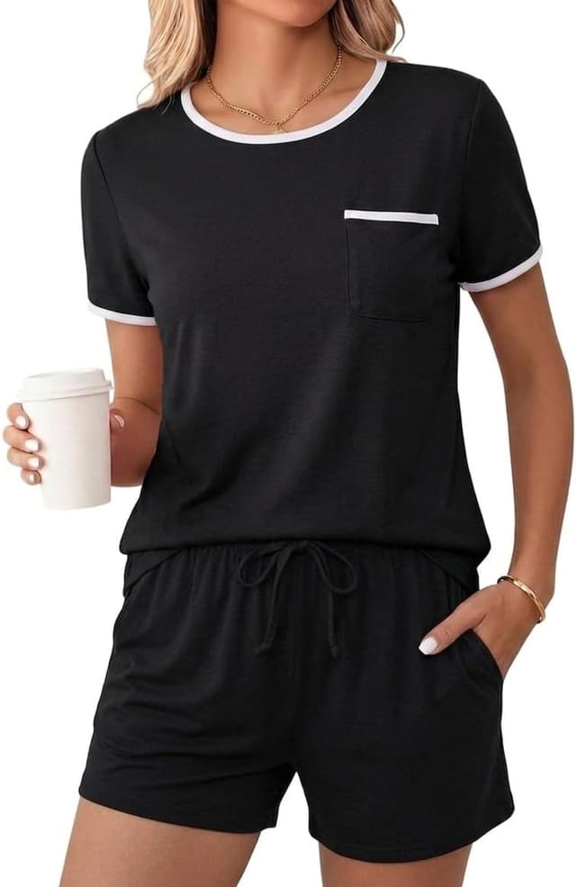 Detalle de Ensemble pyjama d’été pour femme Uniexcosm à manches courtes, tissu doux et respirant