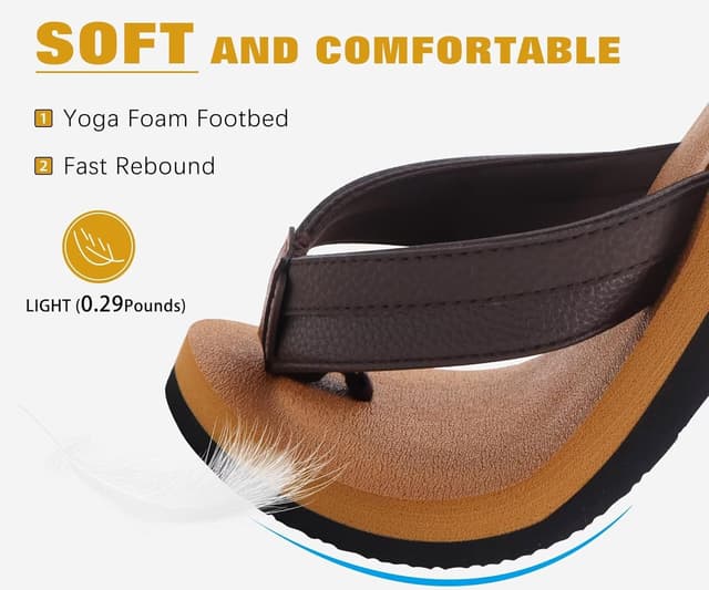 Thumbnail 2 de KuaiLu Men's Yoga Mat Leather Flip Flops with Arch Support 👡