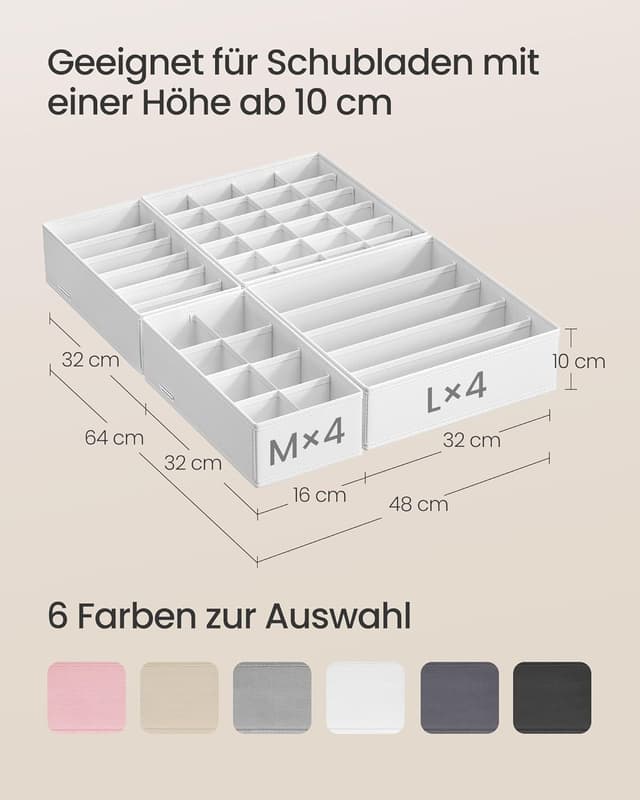 Thumbnail 3 de SONGMICS Unterwäsche-Organizer 8er Set 32x32x10 cm