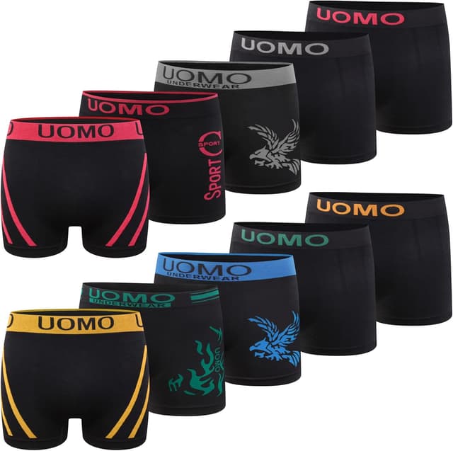 Detalle de L&K 10er Pack Herren Retroshorts/Boxershorts aus Mikrofaser (10 Modelle)