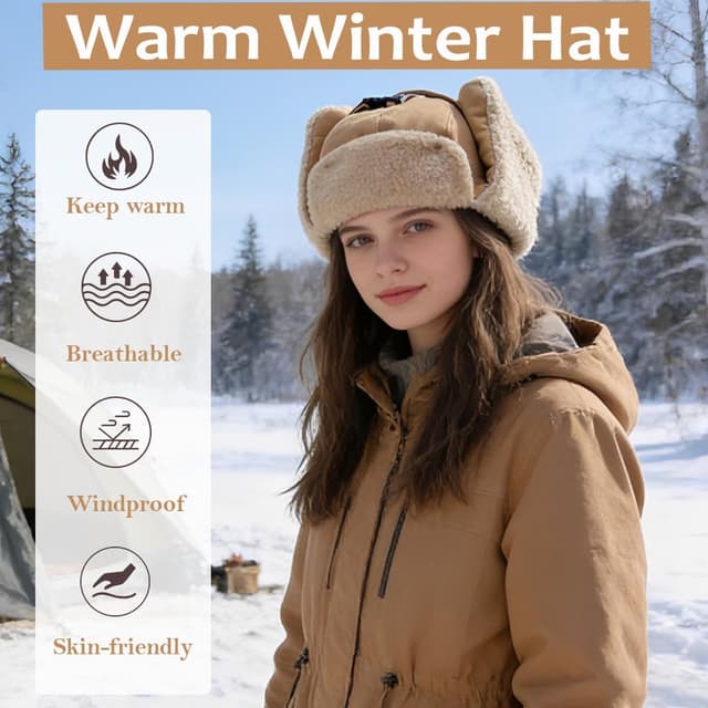 Detalle de ZYHUI Trapper Hat Faux Fur Winter Hat with Ear Flaps (Men & Women)