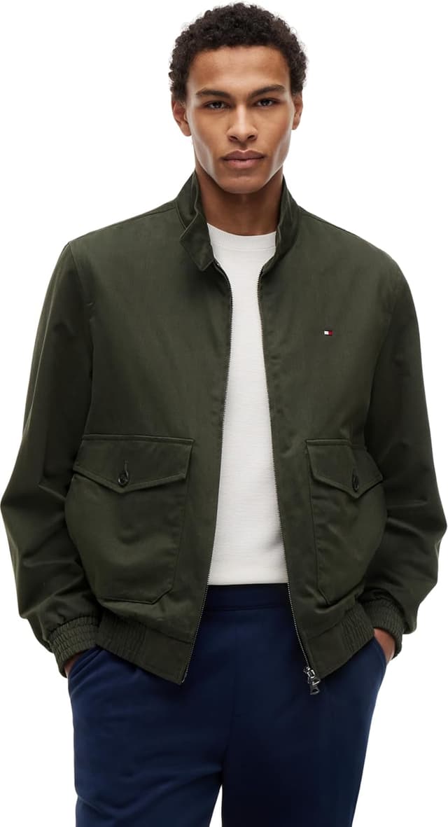 Detalle de Tommy Hilfiger Cotton Harrington MW0MW42507: la giacca uomo in cotone in stile Harrington