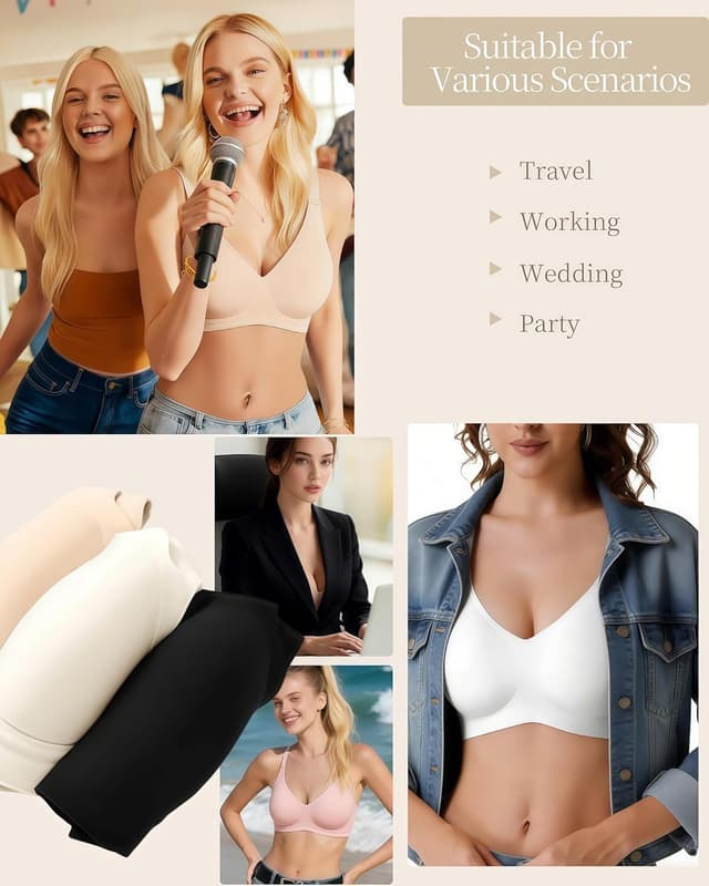 Thumbnail 6 de Curlady Women’s Wireless Jelly Bra – seamless non-wired V-neck bralette with soft support