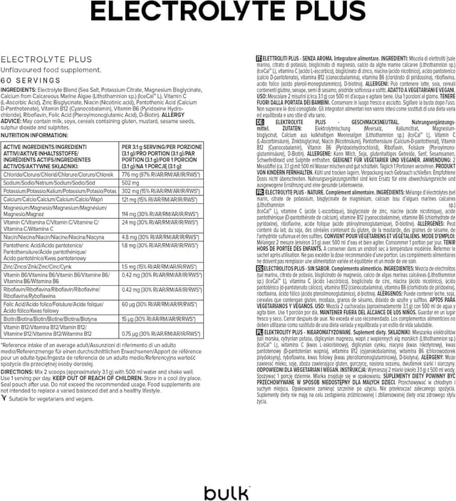 Detalle 2 de Bulk Electrolyte Plus Nature (186 g) – recharge d’électrolytes, 60 portions
