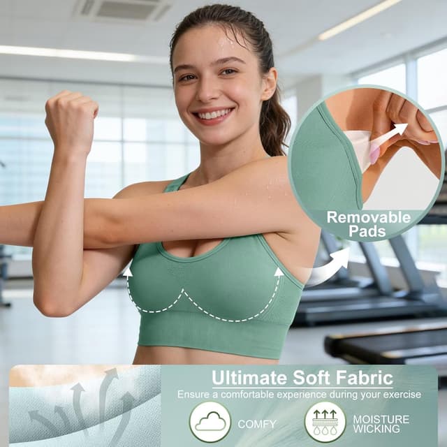 Detalle 2 de Tmeefee Adjustable Sports Bra 3-Pack, High Support