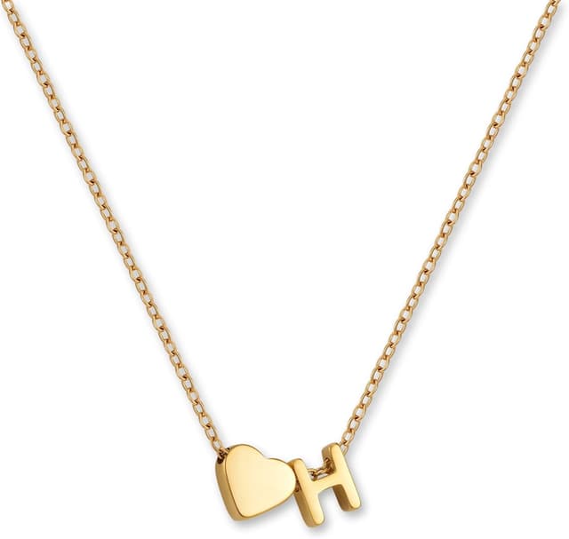 Detalle de GD GOOD.designs EST. 2015 collier personnalisé lettre A–Z avec pendentif cœur en acier inox 316L plaqué or 18K