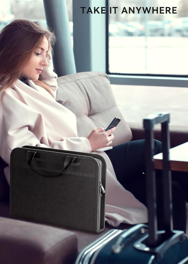 Detalle de ABC life Important Document Organiser Wallet with 13 pockets, fireproof expanding A4 file folder