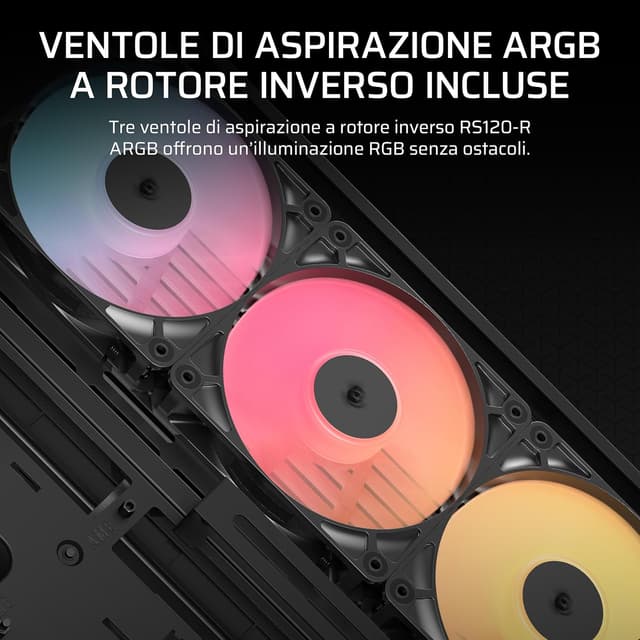 Detalle de CORSAIR FRAME 4500X RS-R ARGB Mid-Tower con vetro panoramico e sistema InfiniRail, 3 ventole RS120R incluse