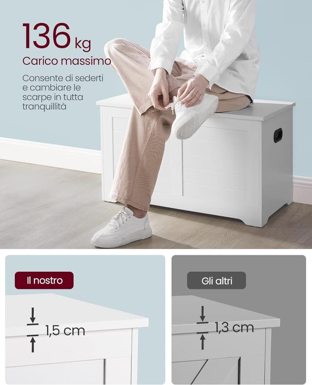 Detalle 2 de Vasagle cassapanca organizer 40 x 80 x 46 cm