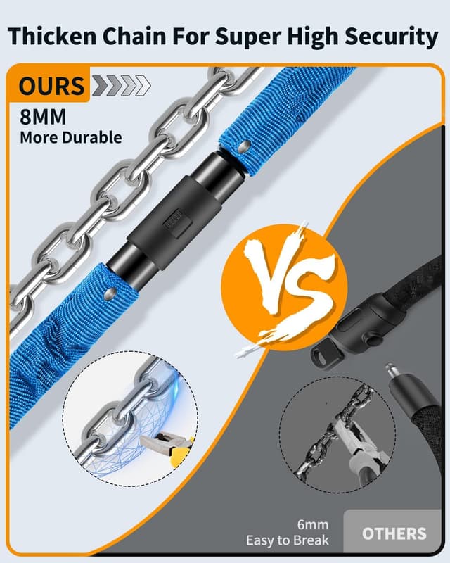 Detalle 1 de Sportneer lucchetto a catena 8 mm per bici