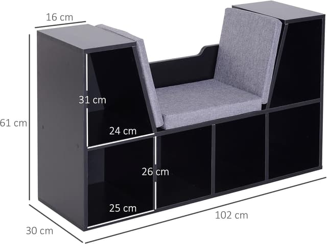 Detalle de HOMCOM Bibliothèque banc 2 en 1 102 cm