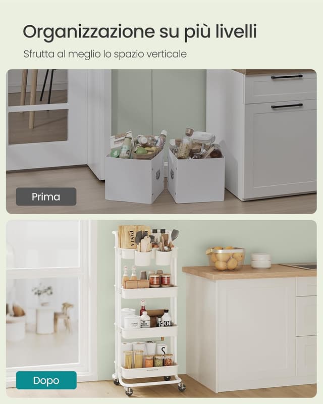 Detalle 2 de SONGMICS BSC077WZ01 Carrello 4 livelli 115 cm