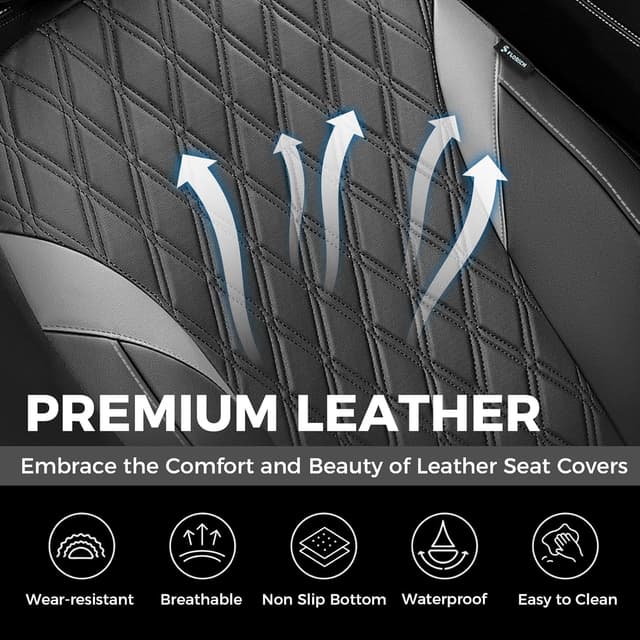 Detalle 2 de FLORICH Universal Waterproof Faux Leather Seat Covers Full Set (Front & Rear)