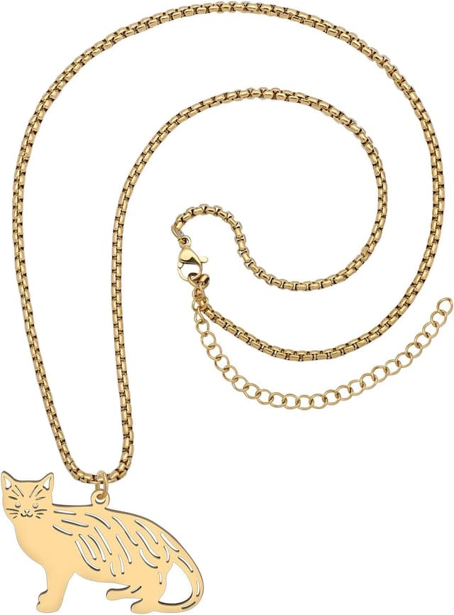 Detalle 2 de BAMAY Edelstahl-Katzenhalskette mit Kätzchen-Anhänger – Modeschmuck für Damen & Mädchen