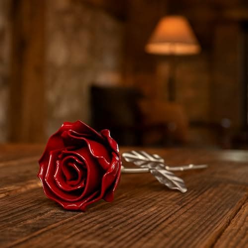 Thumbnail 8 de Forging Art Bcn Rosa Eterna de Hierro Forjada a Mano Roja/Plata (sin base) – regalo hierro