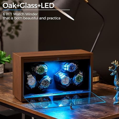 Detalle 2 de ANWBROAD Caja Enrolladora para 6 Relojes con LED y Motor