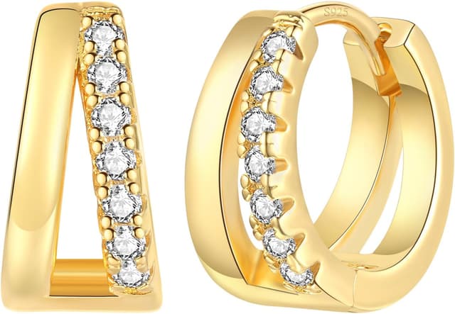 Thumbnail 6 de 925 Silber Double Hoop Creolen 12 mm