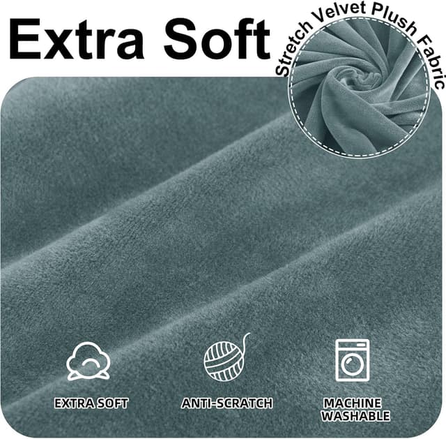 Detalle de Ystyle Copridivano in velluto elasticizzato universale per divano 1 posto con braccioli, antimacchia antiscivolo, grigio-blu