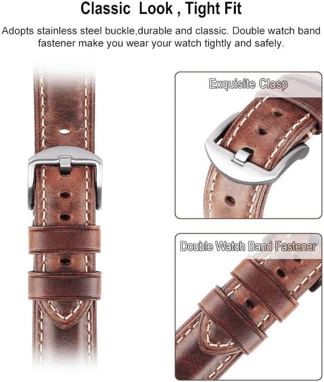 Detalle de HUAFIY Genuine Italian Leather Apple Watch band (42mm/44mm/45mm/46mm/49mm/38mm/40mm/41mm compatible)
