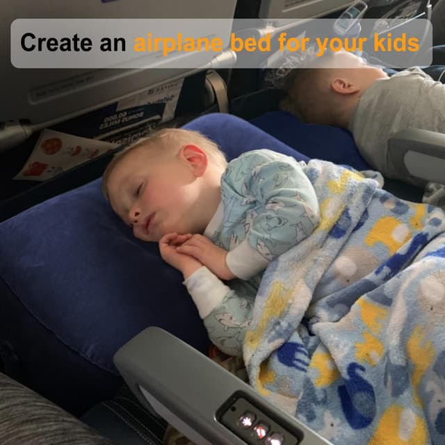 Detalle 2 de Maliton Fußstütze Flugzeug – aufblasbares Fußstützen-Kissen höhenverstellbar für Reisen, Auto, Büro (dunkelblau, 1 Stück)