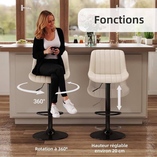 Detalle 2 de Youhauchair Tabouret bar 3 lot, 55 à 75 cm