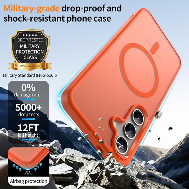 Detalle de Jshru Magnetic Case for Galaxy S24 Plus / S25 Plus (Magsafe) with HD Screen Protectors – Orange