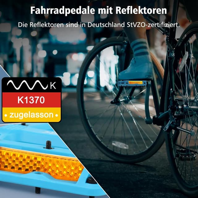 Detalle 2 de toptrek Fahrradpedale mit StVZO-Reflektoren (Nylon-Composite Flatpedale, 9/16 Zoll)