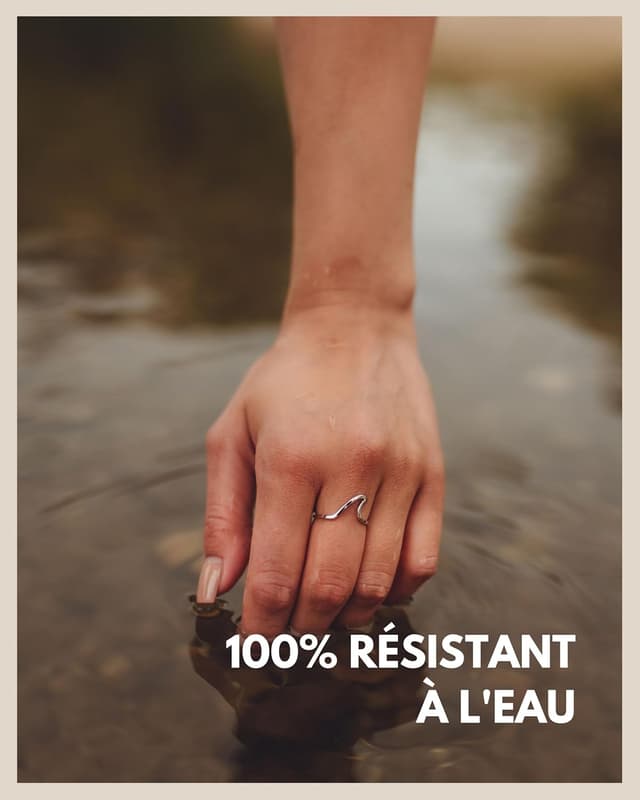 Detalle de GD GOOD.designs EST. 2015 Bague Vague pour femme en acier inoxydable – réglable et résistante à l’eau