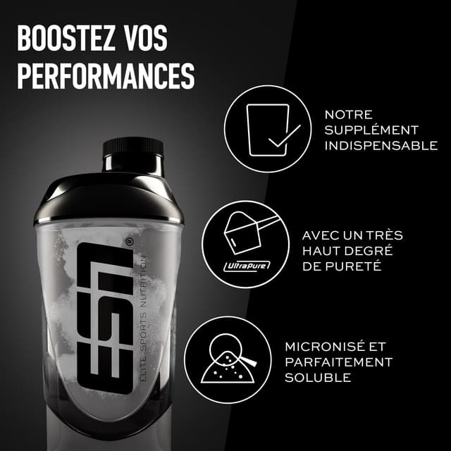 Detalle de ESN Créatine monohydrate ultra pure 500 g (142 portions) – poudre microfine neutre, végétalienne