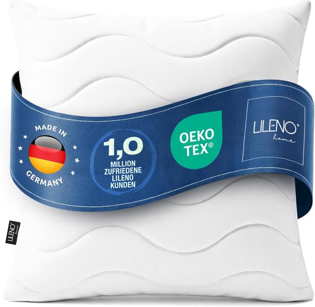 Detalle de LILENO HOME Allergiker Kopfkissen 80x80 (1er Set) – waschbar bis 95 °C, Oeko-Tex & Made in DE