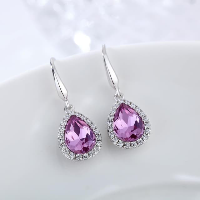 Detalle 2 de jiamiaoi Hängende Glitzer-Ohrringe in Silberoptik (925 Sterlingsilber, weißgoldplattiert)