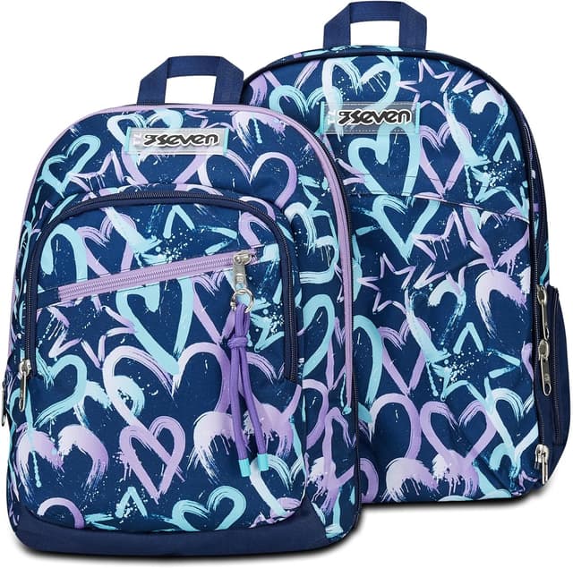 Detalle 2 de Seven Zaino Scuola Advanced Detach Viola Blu – Crystal Purple, doppio scomparto con tasca staccabile e tasca porta PC