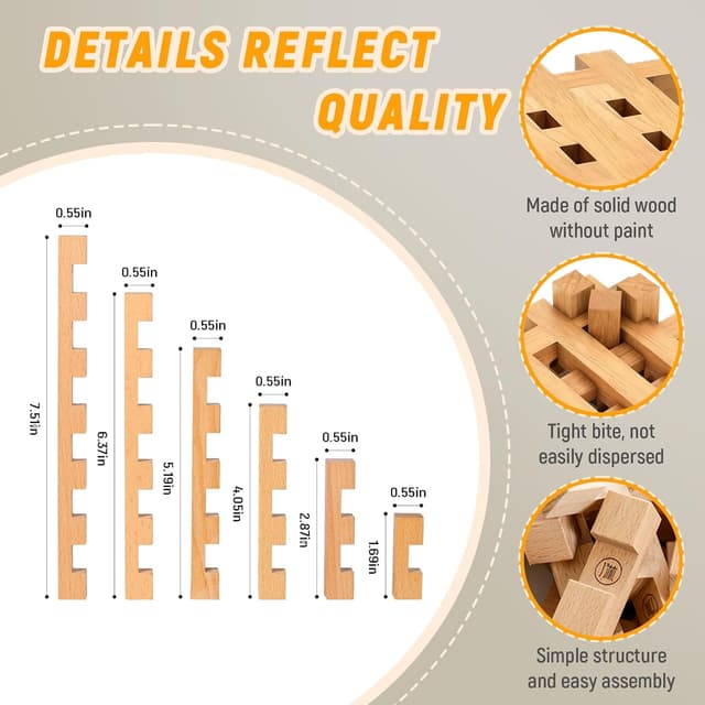 Detalle 2 de GLCforever Blocs de Construction GLCforever – Puzzle 3D en bois 15 en 1 (42 pièces)