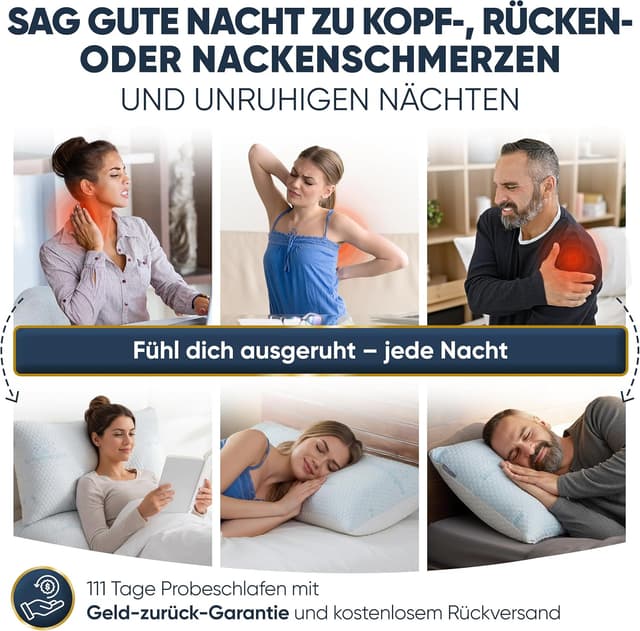 Thumbnail 6 de Schlummerglanz Memory Foam Kissen 40x80 mit Höhe