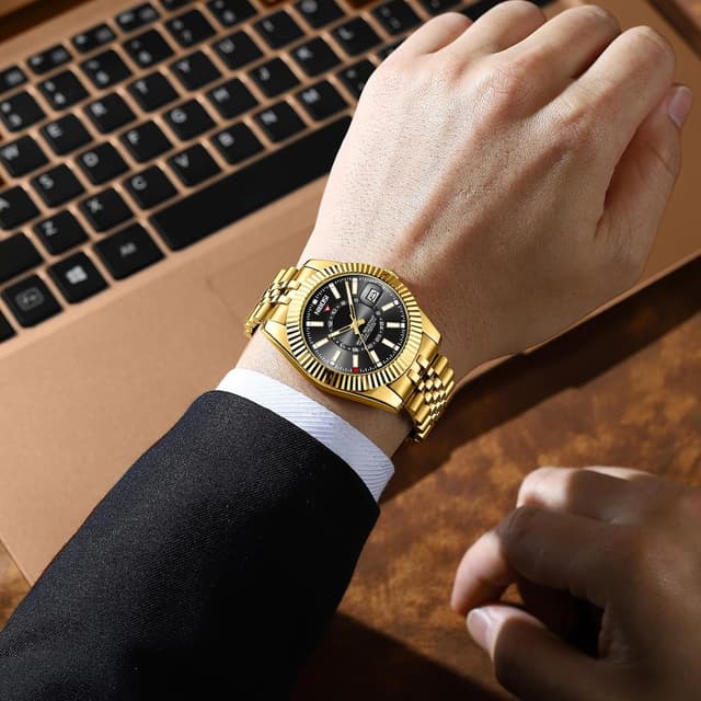 Thumbnail 6 de NIBOSI Orologio da polso uomo stile business dress analogico al quarzo, impermeabile 3 ATM con datario e cinturino in acciaio inox