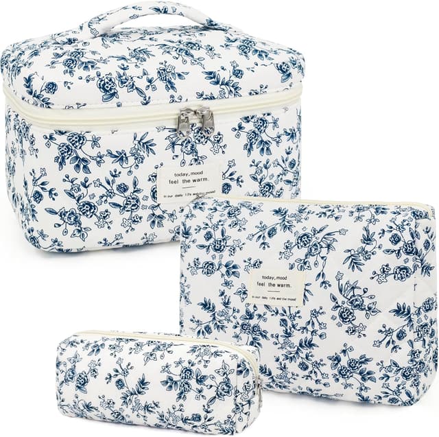 Detalle de beifon Kosmetiktasche 3er Set Blumenmuster