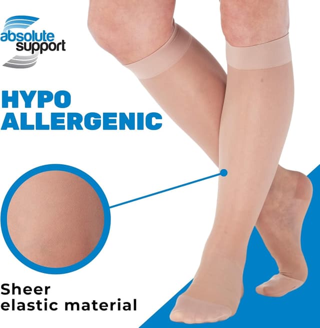 Detalle 2 de ABSOLUTE SUPPORT Made in USA Women’s Compression Socks (20–30mmHg) Sheer Nude, Large — A205NU3