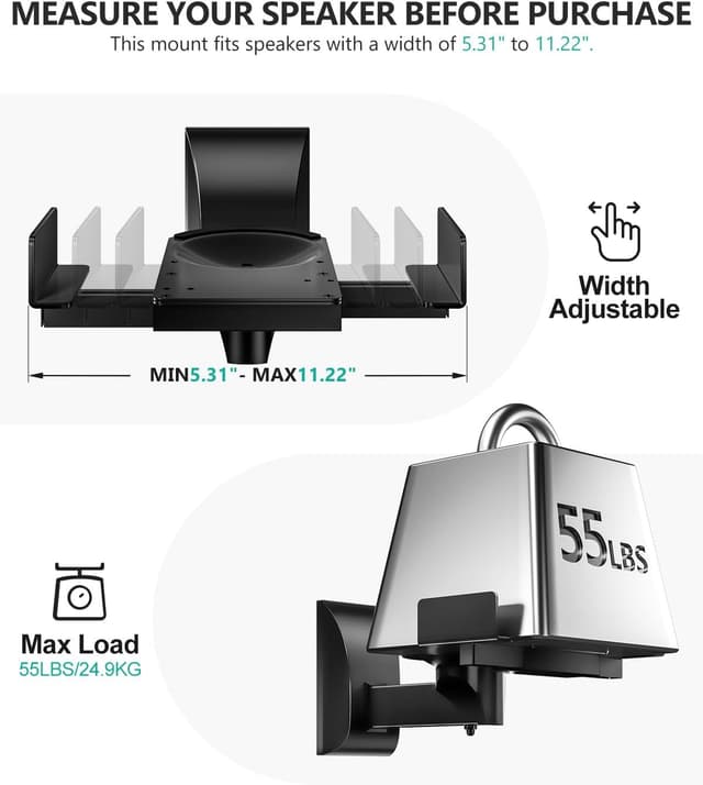 Thumbnail 4 de WALI SWM201 Speaker Wall Mount 55 lbs