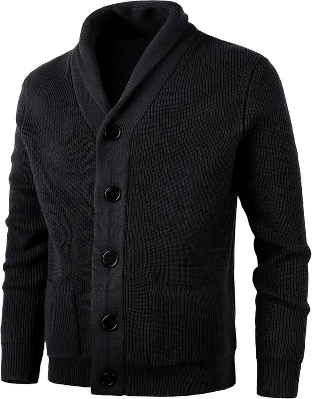 Detalle de KTWOLEN Herren Strickjacke mit Knopfverschluss