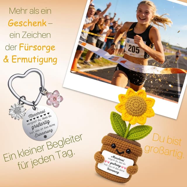 Thumbnail 6 de Farbeele Positiver Sonnenblumen & Glücksbringer-Schlüsselanhänger Set – Pocket Hug als Geburtstagsgeschenk