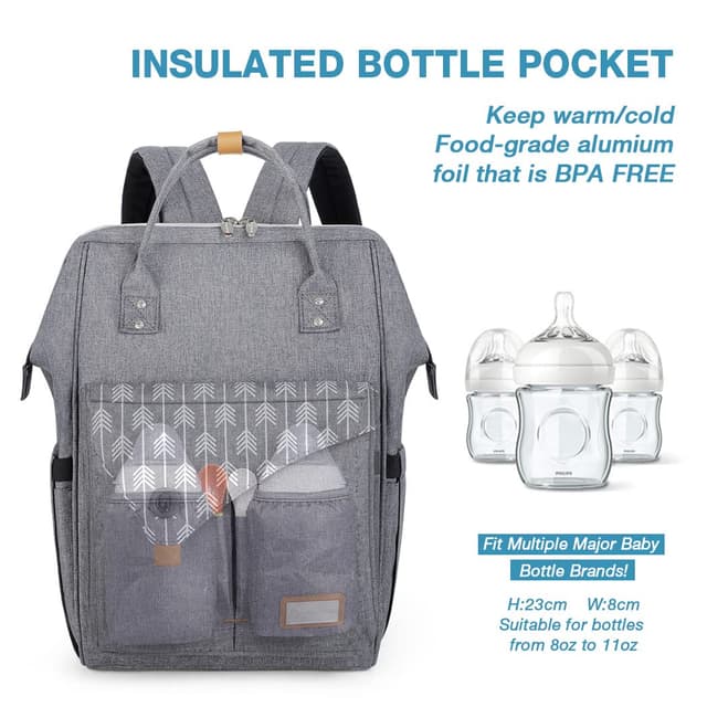 Detalle 2 de Lekebaby Baby Wickelrucksack Grau 23 l