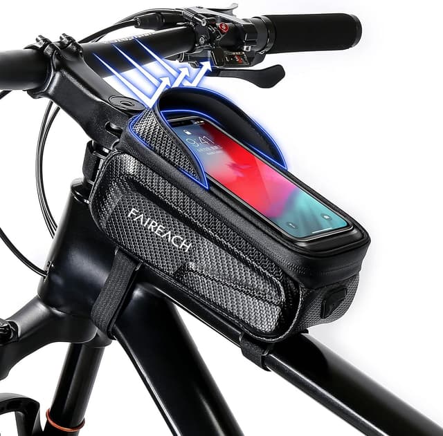 Detalle de Faireach Bike Handlebar Bag with Mobile Phone Holder (waterproof, touchscreen window) for phones up to 6.8
