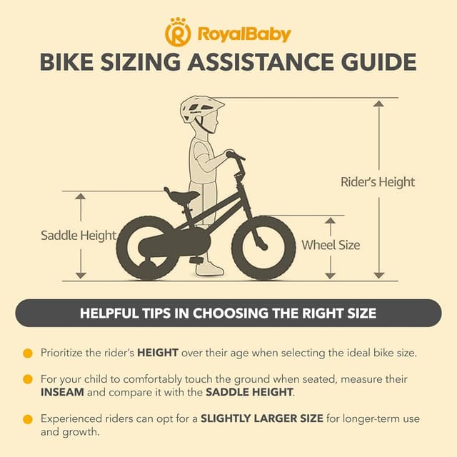 Detalle de RoyalBaby Kids Bike with Dual Handbrake for Beginners (12/14/16/18/20 Inch) for Ages 3–10