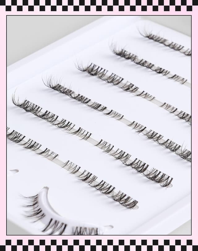 Detalle de Cluster Lashes Wispy Cat Eye Half Lashes – 3D C Curl Volumen, natürlich aussehende 3/4 Wimpern (7 Paare)
