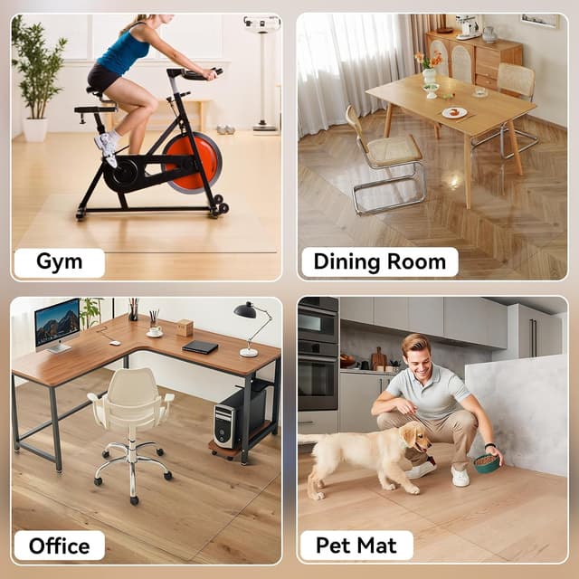 Detalle 2 de OstepDecor office chair mat for hardwood floor (90 x 140 cm) – clear PVC protector for rolling chairs