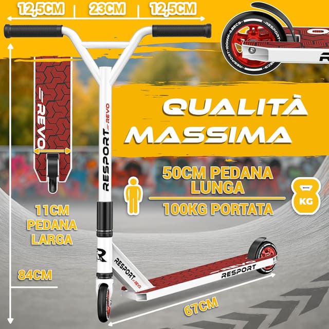 Thumbnail 6 de RE:SPORT Stunt Scooter REVO con supporto, ruote 100 mm in poliuretano e cuscinetti ABEC 9