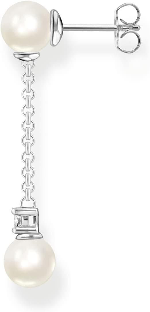 Detalle 2 de Thomas Sabo Damen Einzel-Ohrstecker Perle mit weißem Stein aus 925 Sterlingsilber (H2212-167-14)