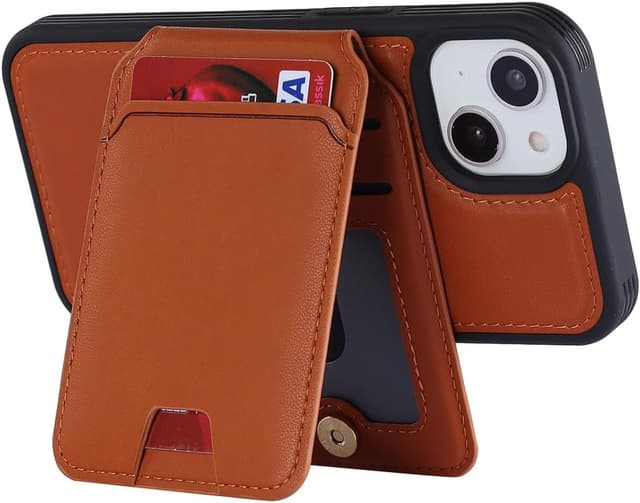 Detalle de Zouzt detachable 2-in-1 wallet case for iPhone 15 6.1-inch (with card holder) for MagSafe, Brown