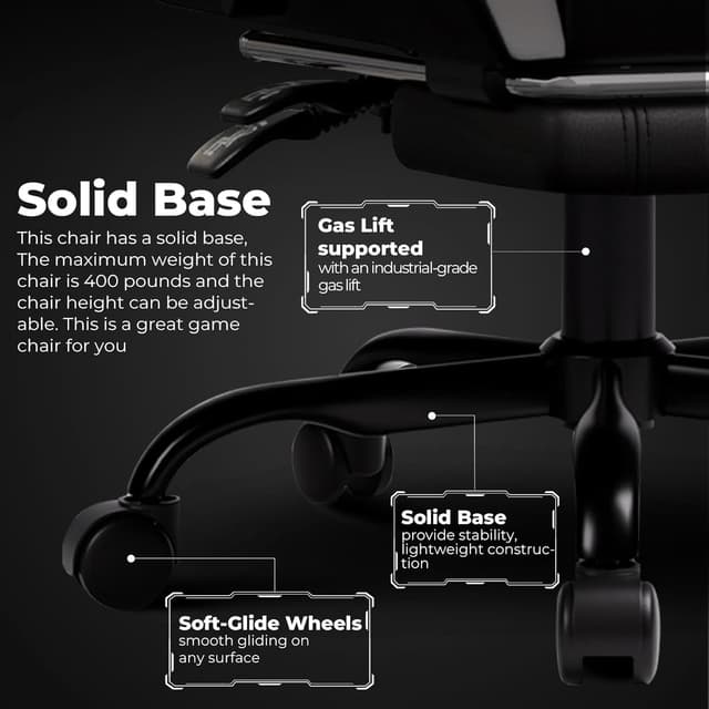 Thumbnail 6 de GTPLAYER Gaming Stuhl mit Fußstütze, verstellbarer Kopf- und Lendenwirbelstütze (weiß)