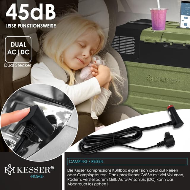 Detalle de KESSER® Kompressor Kühlbox Auto elektrisch 52L – 12/24/230V mit APP-Steuerung, bis –20 °C
